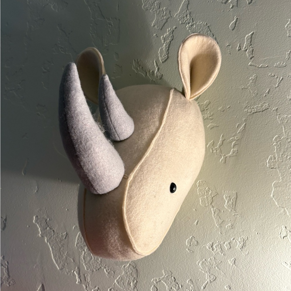 Adorable Cream and Gray Rhino Wall Art